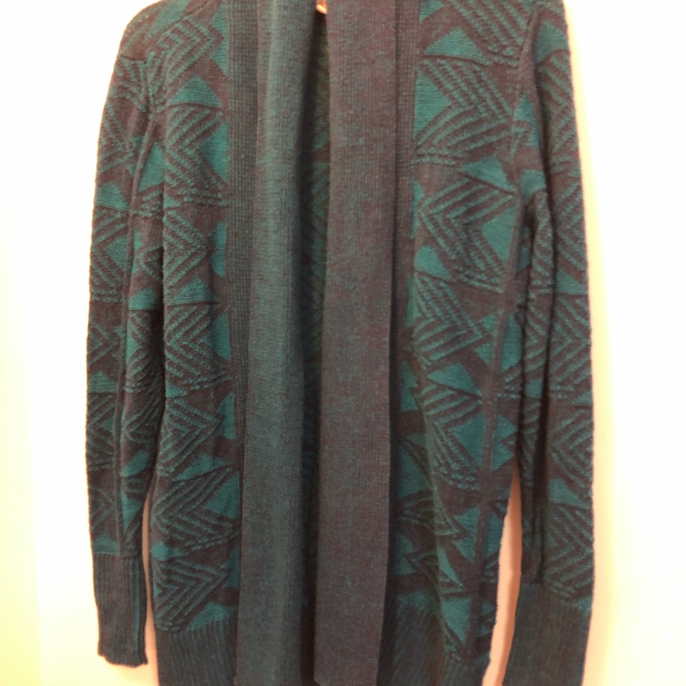 St. John’s Bay blue and green cardigan.